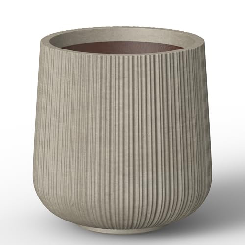 Kante 13.0" Dia Round Fluted Concrete Planter, Large Plant Pot with Drainage, Smooth Weathered Concrete Finish with Painted Interior, for Indoor and Outdoor Use | Amazon (US)