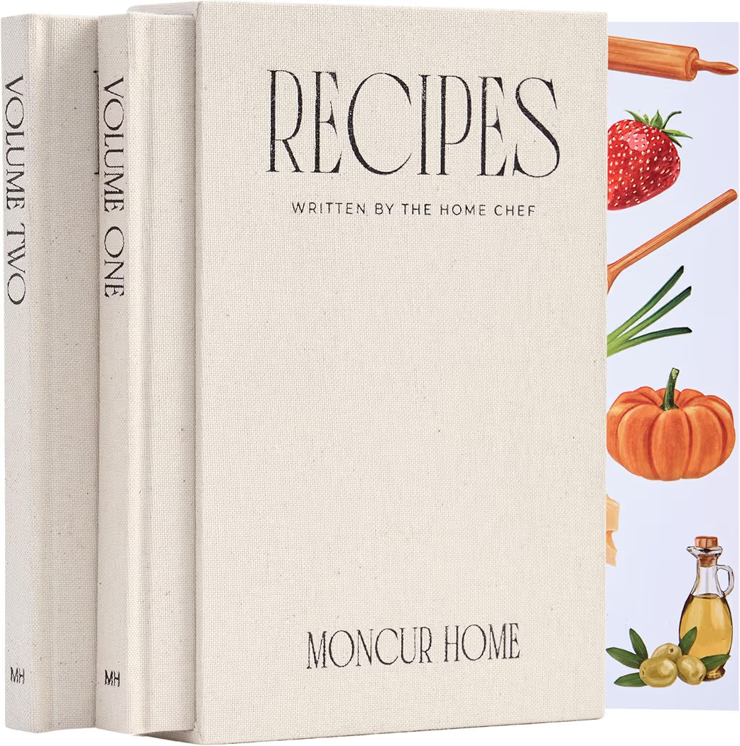 Recipe Book To Write In Your Own Recipes Set of 2 Blank Recipe Book Linen Beige with 2 Sticker Sh... | Amazon (US)