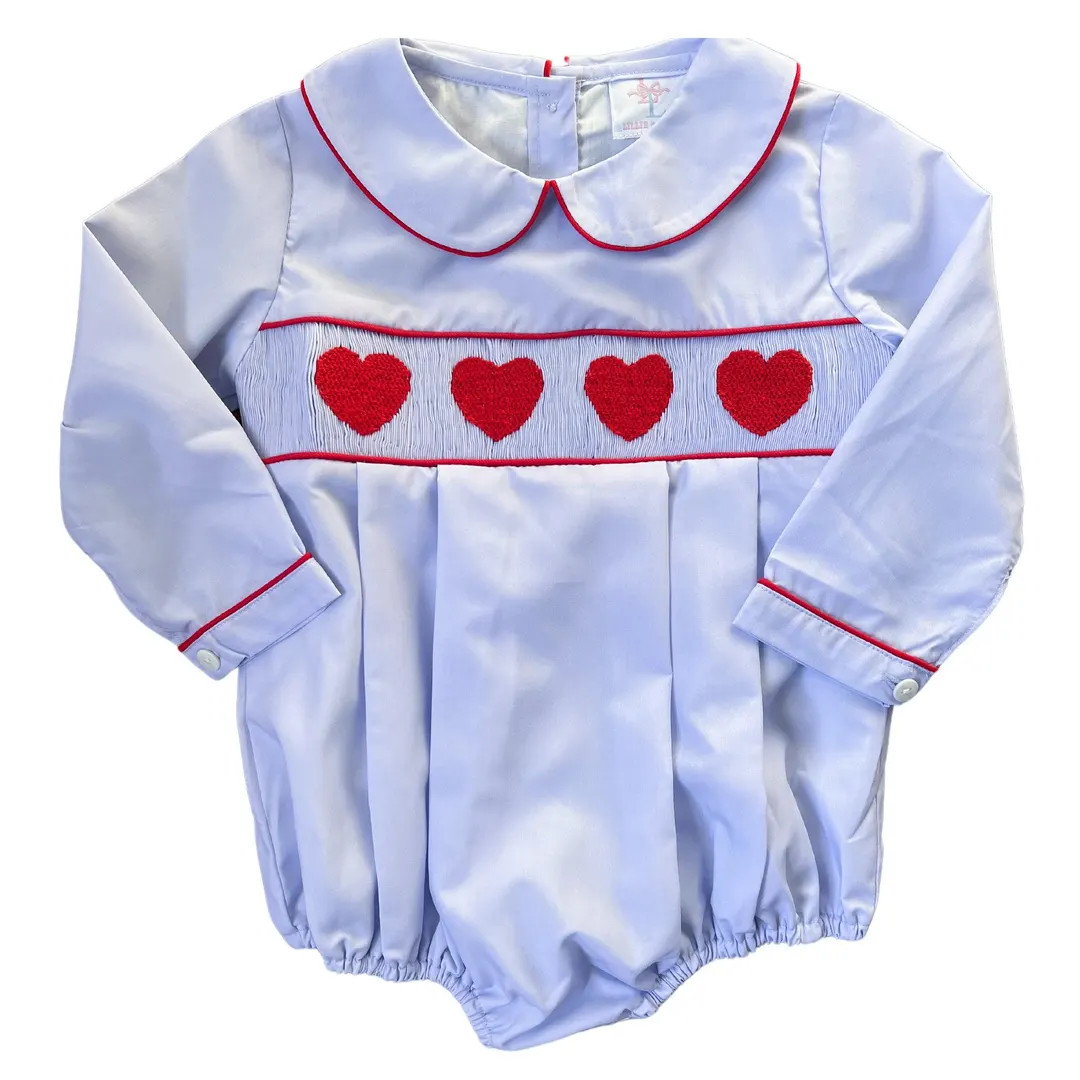 Valentine Red Heart Smocked Baby Boy Bubble Romper Heirloom Vintage - Etsy | Etsy (US)