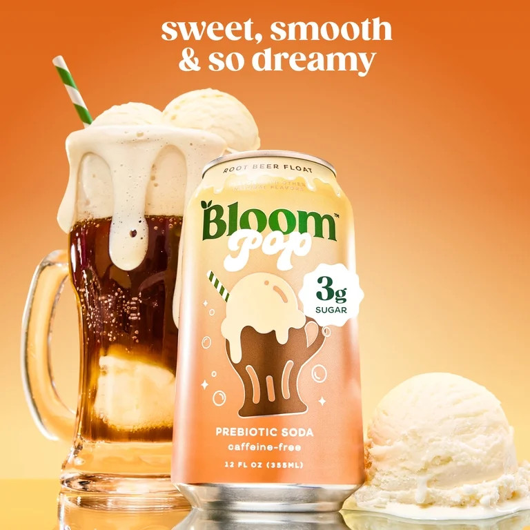 Bloom Nutrition Pop Prebiotic Soda, Root Beer Float, 12 fl oz, 4 Pack Cans | Walmart (US)
