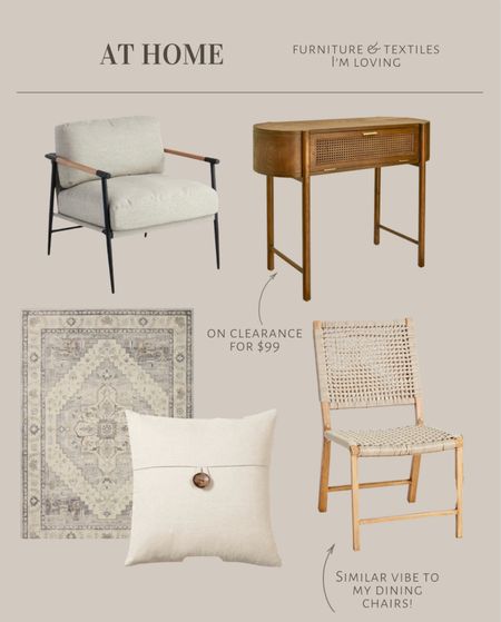 Roundup of products I'm loving from At Home right now

Metal and upholstered accent chair, wood console table, neutral area rug, linen throw pillow, woven dining chairs

#LTKstyletip #LTKhome #LTKfindsunder100