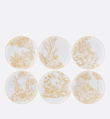 Set of 6 Dinner Plates White and Gold-Tone 'Mythological Star' | DIOR | Dior Beauty (US)