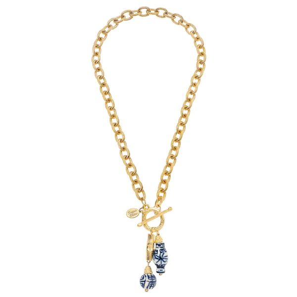 Blue & White Bamboo Toggle Necklace | Susan Shaw