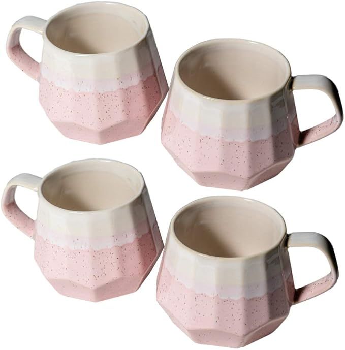 Homvare Porcelain Coffee Mug, Tea Cup, 4 Pack, 10 Ounces, Rose Gold | Amazon (US)