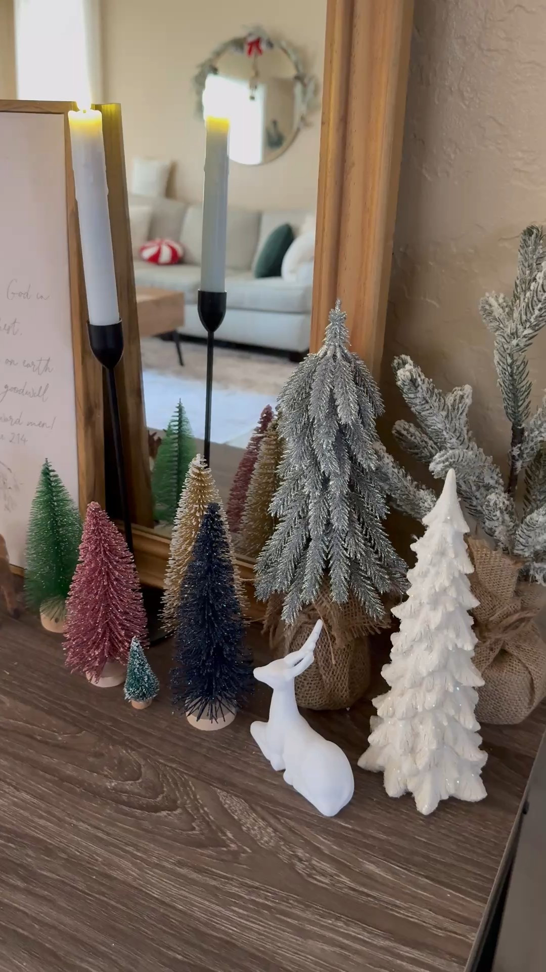 Christmas decor for the console table or a mantle. Love the vintage art and the flickering candles. So affordable and perfect to elevate any space. The framed art is 12x16 and under $20 and the candles come in a set of 3 for $5.44 



Christmas art, Christmas candles, bottle brushed trees, 
Framed Canvas Wall Art Vintage Print Christmas Tree Scripture Paintings Peace On Earth Luke 2:14 Winter Pine Christian Bible Verse Retro for Home Living Room Bedroom Decor 

#LTKHome #LTKCyberWeek #LTKGiftGuide #LTKHoliday