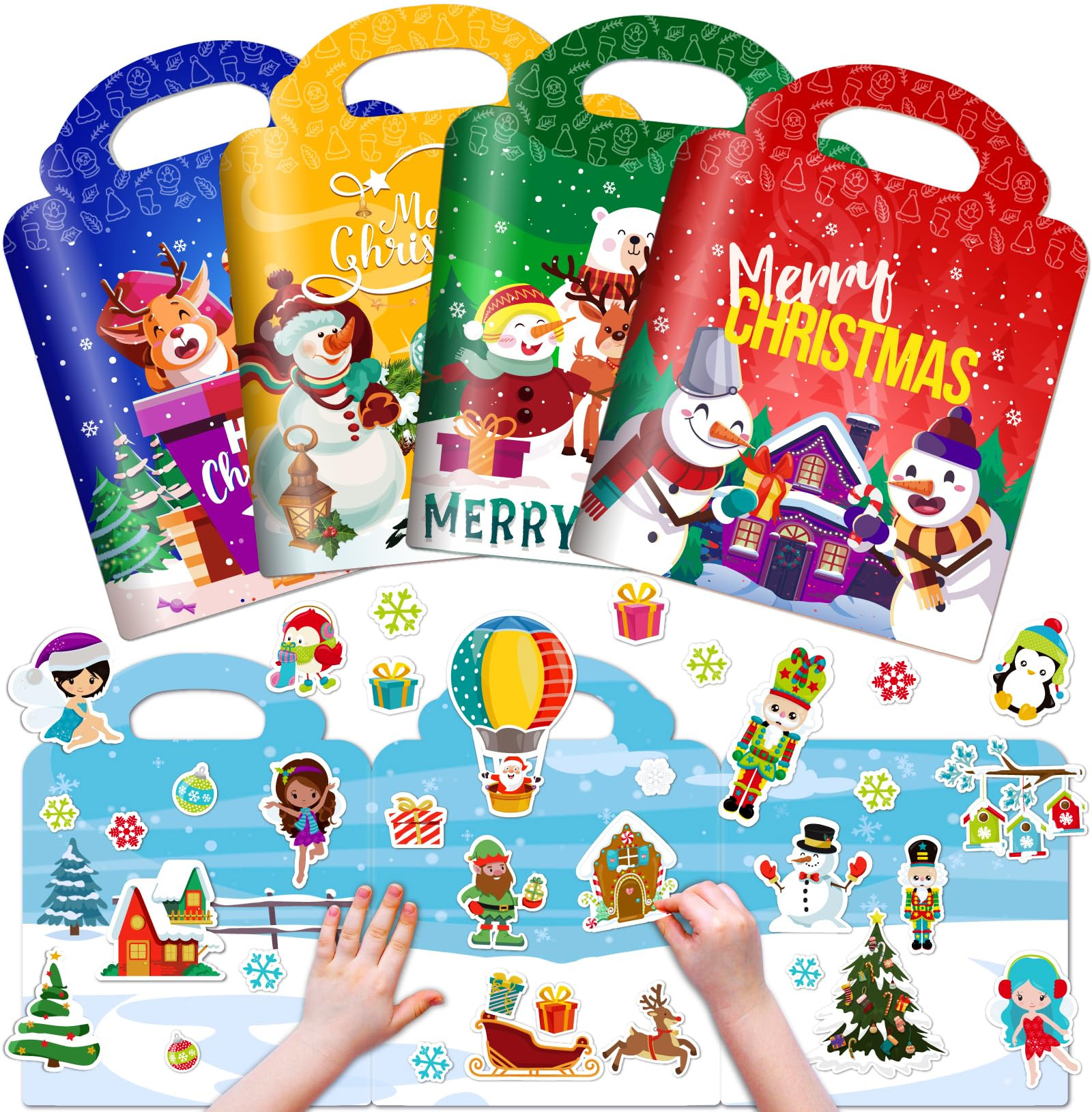 4 Sets Christmas Reusable Sticker Books for Toddlers 1-3, Activities Books Crafts for Kids 2-4, R... | Amazon (US)