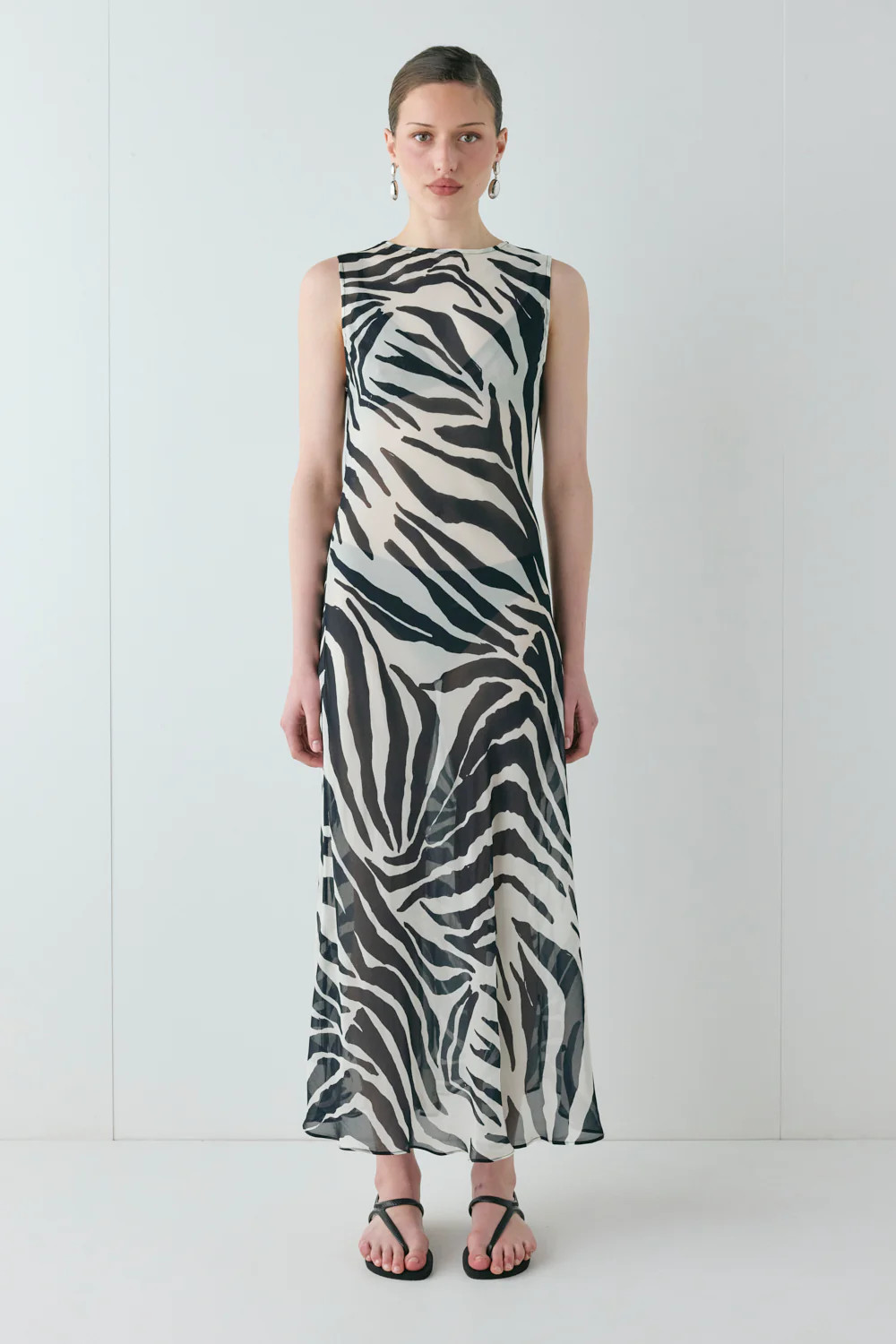 Francesca Sheer Maxi Dress Zebra | VRG Grl