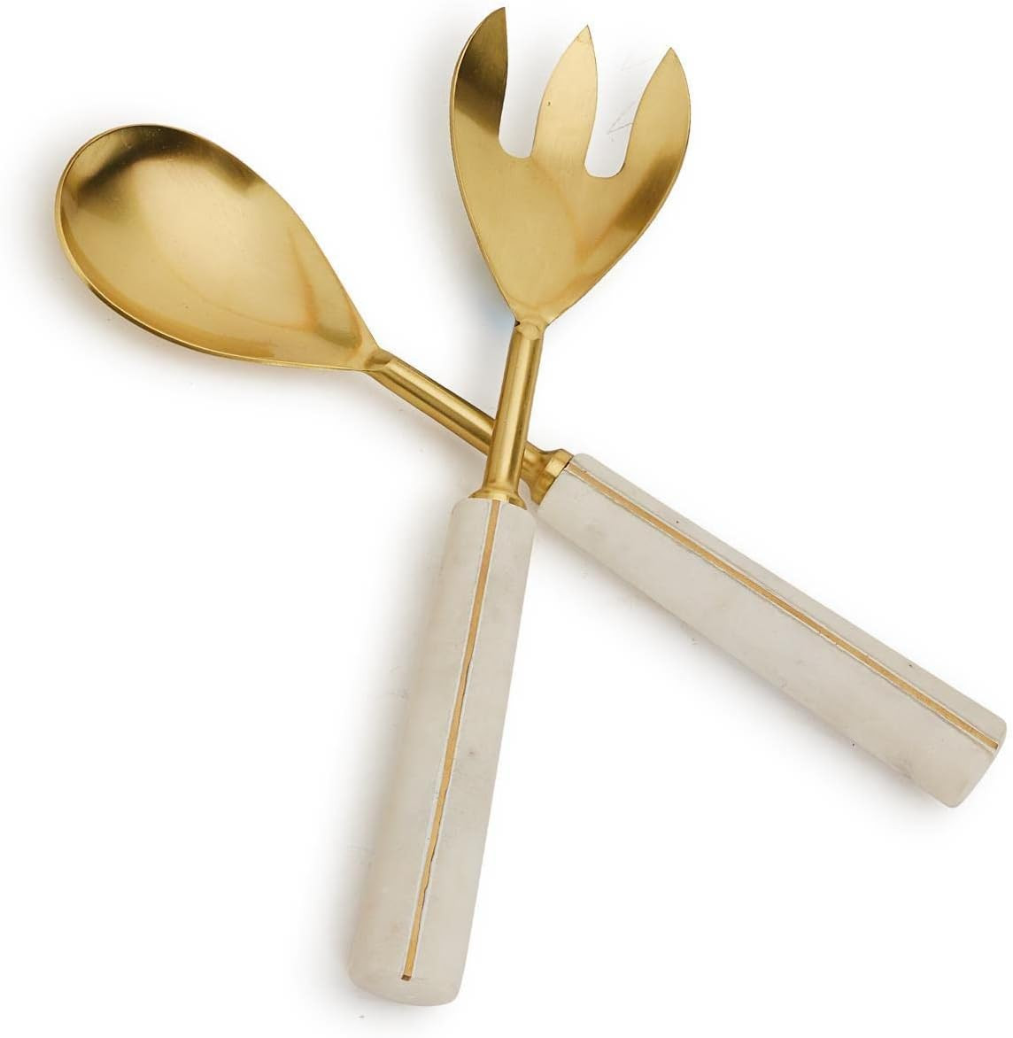 Two's Company Andre Set of 2 Servers w/Matte Gold Finish in Gift Box - Stainless Steel/Marble | Amazon (US)