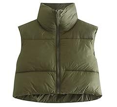 KEOMUD Women's Winter Crop Vest Lightweight Sleeveless Warm Outerwear Puffer Vest Padded Gilet | Amazon (US)