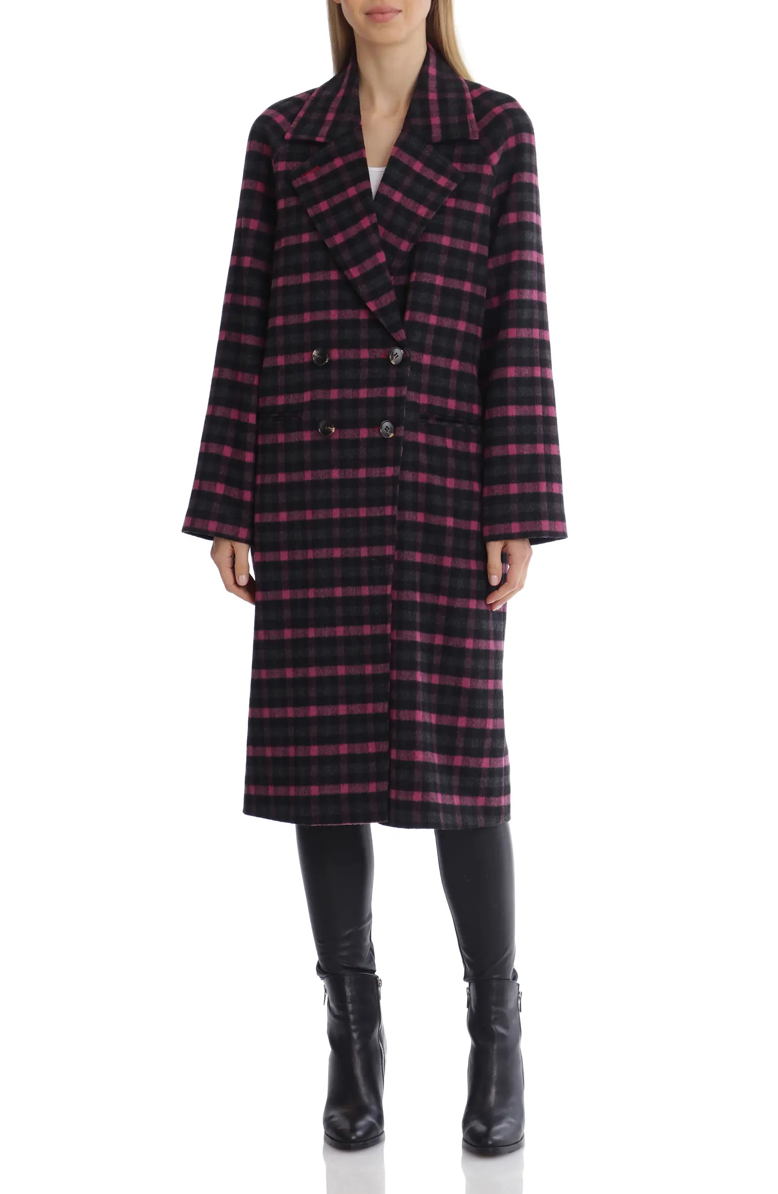 Avec Les Filles Print Double Breasted Walking Coat | Nordstrom | Nordstrom