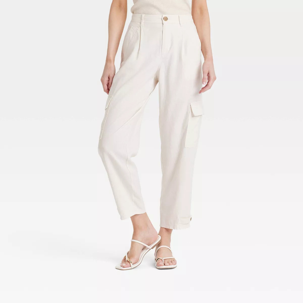 Women's High-Rise Straight Leg Linen Cargo Pants - A New Day™ | Target