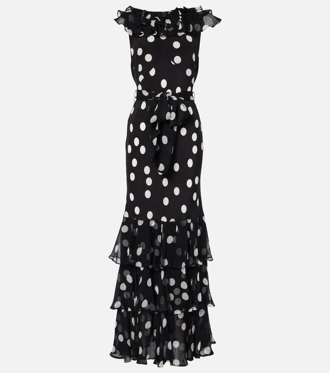 Rio polka-dot ruffled silk maxi dress | Mytheresa (UK)