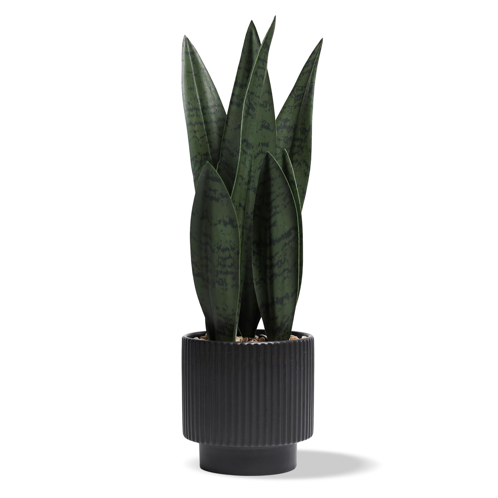 Artificial Plants Sansevieria Snake Plant with Black Ceramic Pot Desk Small Fake Plant for Indoor... | Amazon (US)