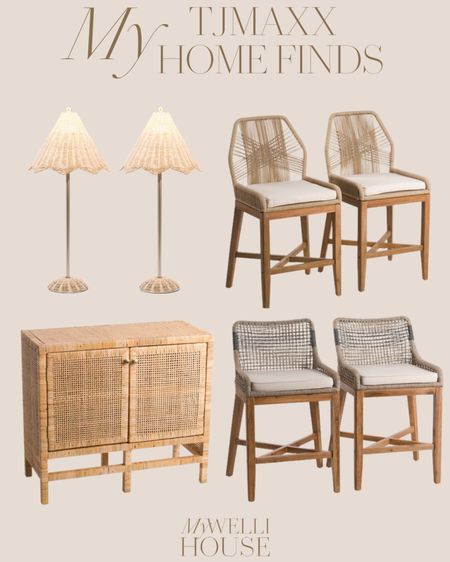 TJMAXX home finds: rattan table lamps. Kitchen counter stools, living room, accent cabinets. 

#LTKFind #LTKunder50 #LTKunder100