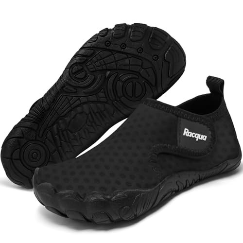 Racqua Kids Water Shoes Boys Girls Quick Dry Barefoot Non-Slip Outdoor Lightweight Breathable Aqua Beach Pool Swim Black Little Kid 12 | Amazon (US)