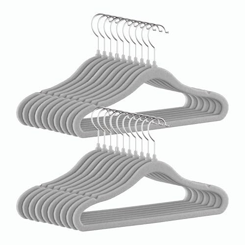 GoodtoU Velvet Baby Hangers Kid Hangers Clothing 11" Toddler Infant Hanger for Nursery 20 Pack - Drak Grey | Amazon (US)