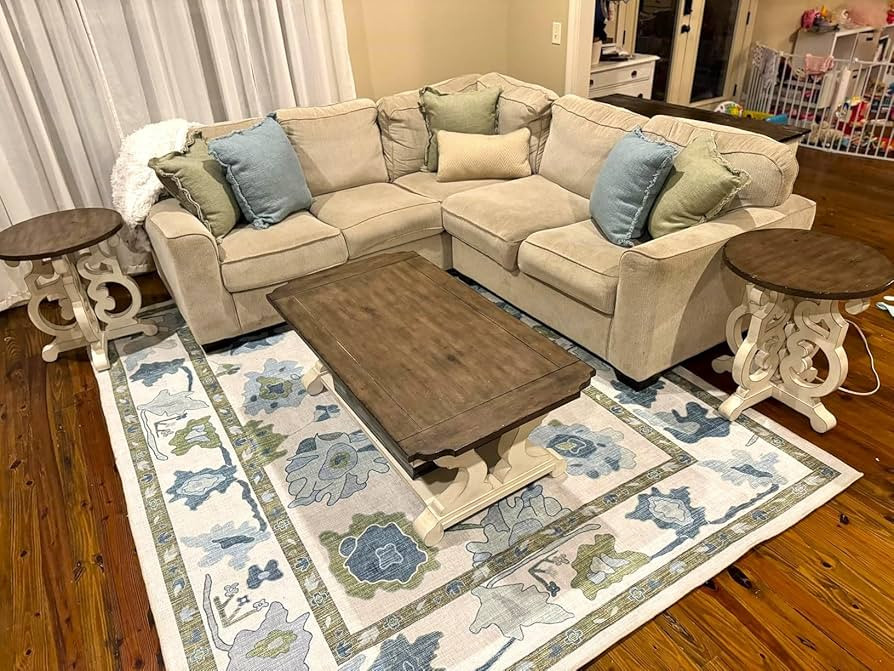 Fame Living Green Oushak Rug, Modern, Vintage, Turkish, Eclectic, Floral, Pastel, Washable, Area ... | Amazon (US)