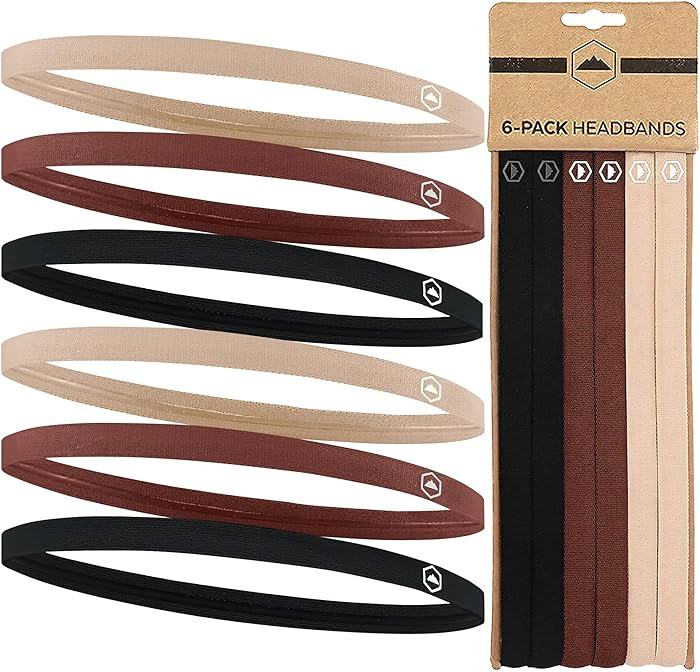 Tough Headwear Thin Elastic Headbands for Men - Sports Hair Head Band for Women & Men - Non Slip ... | Amazon (US)