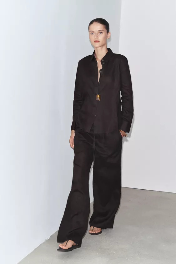 ZW COLLECTION 100% LINEN PALAZZO TROUSERS | Zara UK