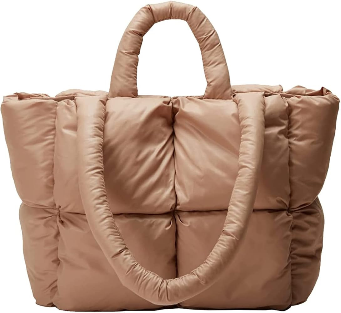 Padded Pillow Quilted Soft Space Tote Bag
Material: Nylon
 | Amazon (US)