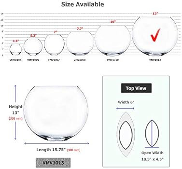 WGV Moon Vase, Length 16", Width 6", Height 13", Clear Glass Vase Floral Container with Oval Open... | Amazon (US)