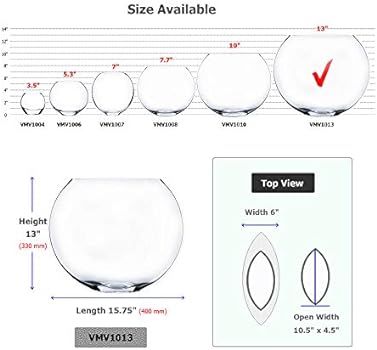 WGV Moon Vase, Length 16", Width 6", Height 13", Clear Glass Vase Floral Container with Oval Open... | Amazon (US)