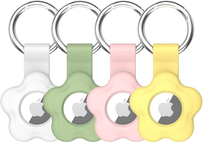 4 Pack Holder Case for AirTag Tracker with Keychain Flower Silicone Protective Cover with Loop Ke... | Amazon (US)