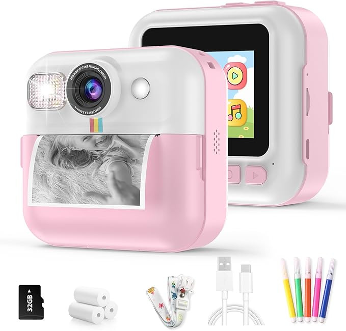 Kids Camera,Toddler Camera Instant Print Toys,1080P Children Printable Camera,Pink Selfie Camera ... | Amazon (US)