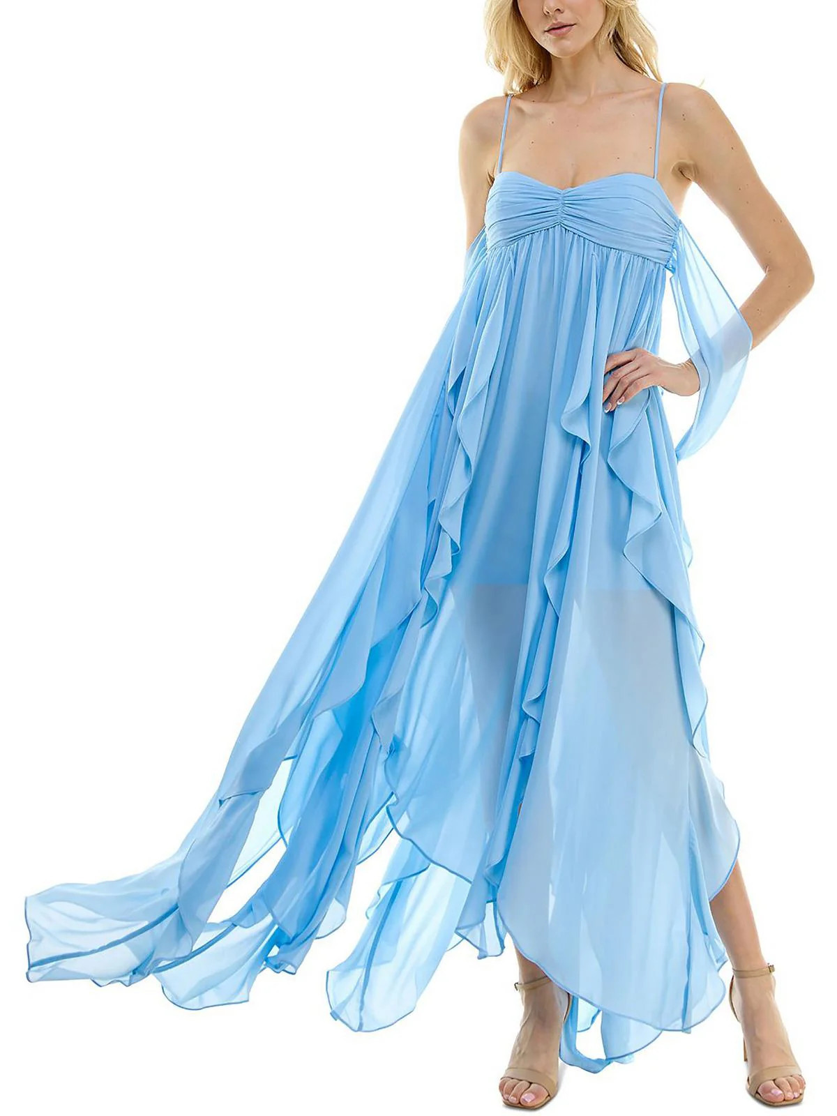 Womens Chiffon Ruffled Evening Dress | Shop Simon