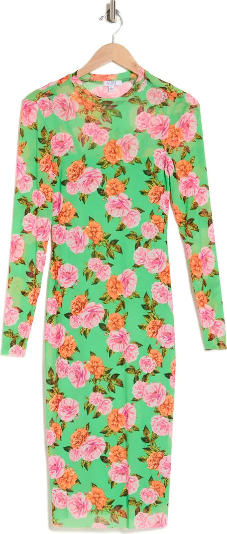 Loah Long Sleeve Mesh Midi Dress | Nordstrom Rack