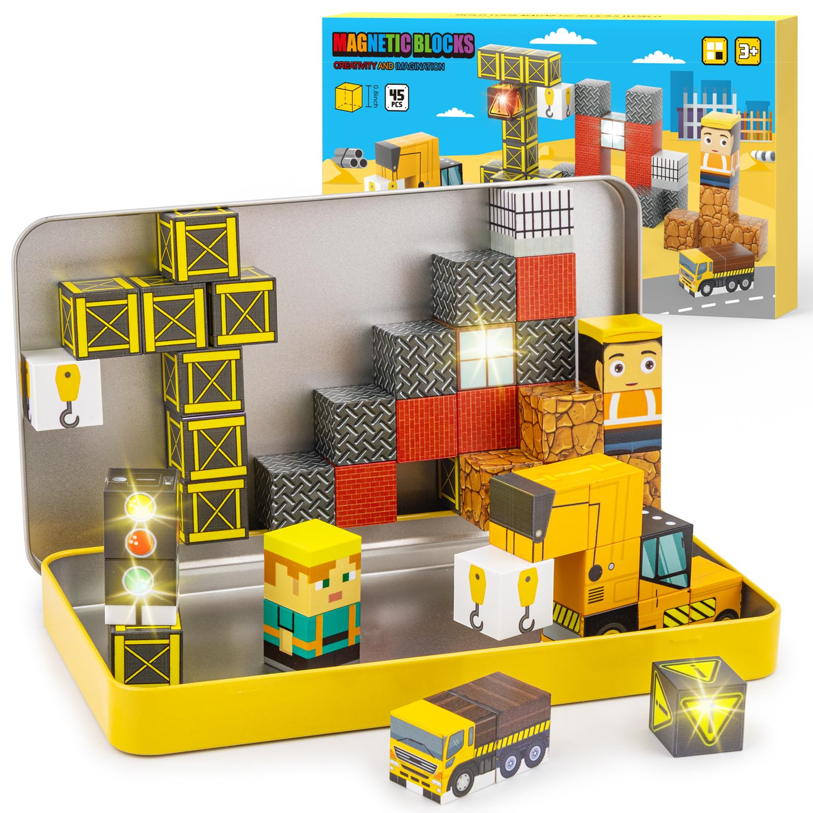 Aywewii Travel Magnetic Blocks 45 PCS Travel Toys for Kids Ages 3-5, Magnet Building Cubes STEM L... | Amazon (US)