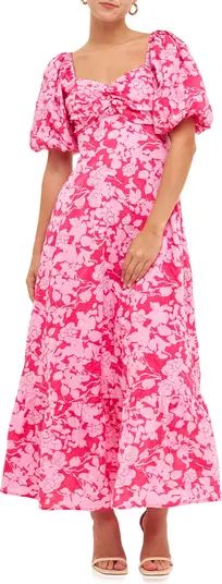 Free the Roses Floral Puff Sleeve Tie Back Maxi Dress | Nordstrom | Nordstrom