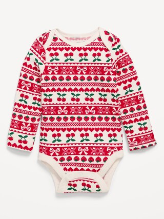 Printed Long-Sleeve Ribbed Bodysuit for Baby | Old Navy (US)