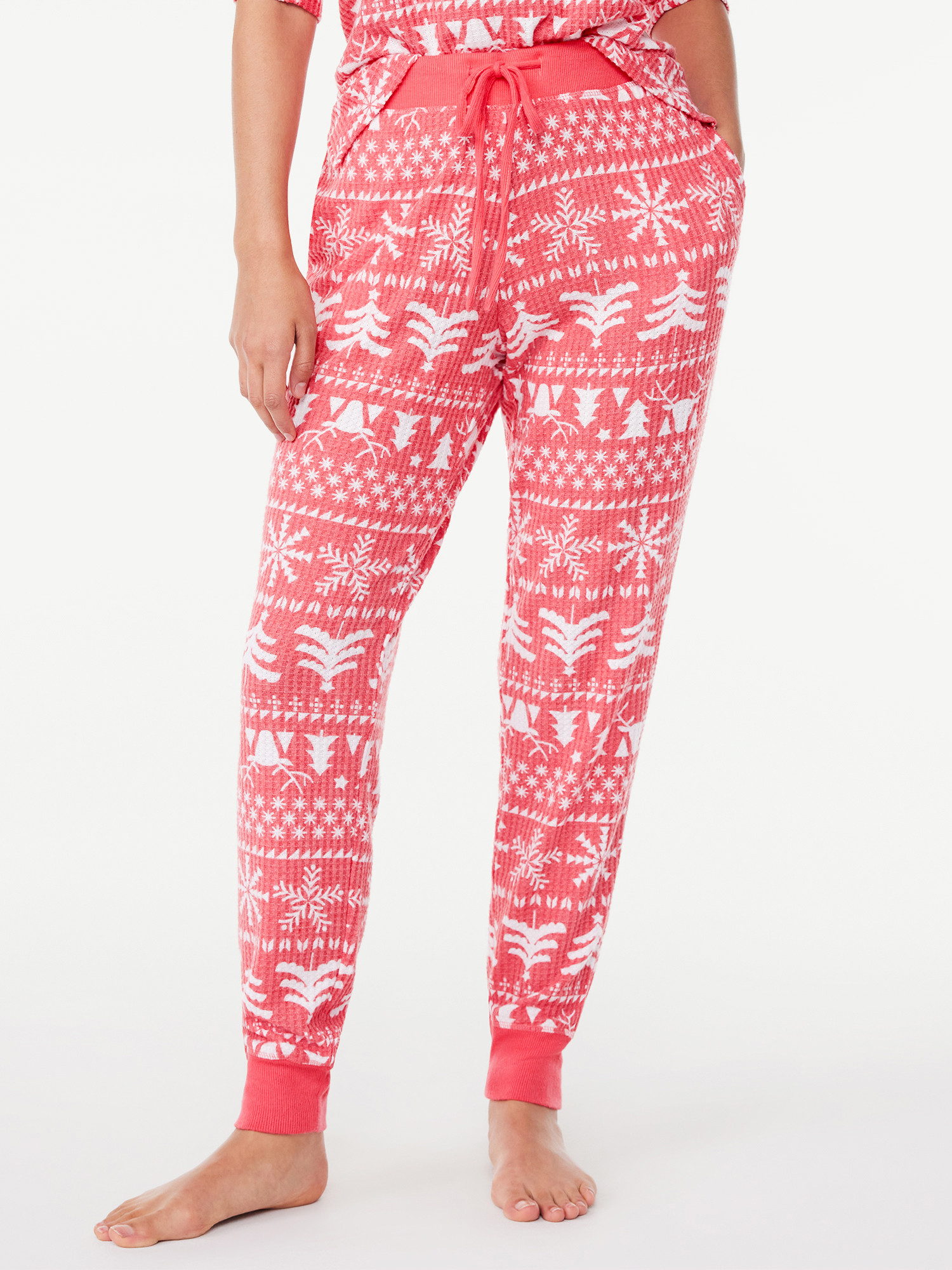 Joyspun Women's Waffle Hacci Knit Sleep Joggers, Sizes S to 3X | Walmart (US)