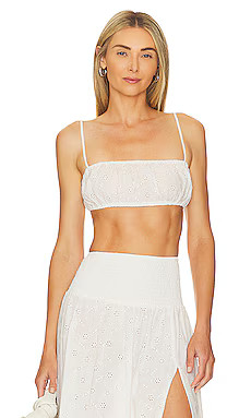 WeWoreWhat Ruched Bra Top in Eyelet Off White from Revolve.com | Revolve Clothing (Global)