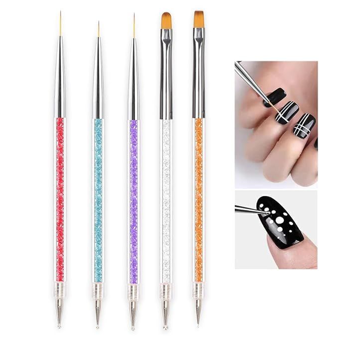 Arqumi [Pack of 5] Nail Art Brushes, Double-Ended Nail Art Painting Brushes Liner Brush with Nail... | Amazon (US)