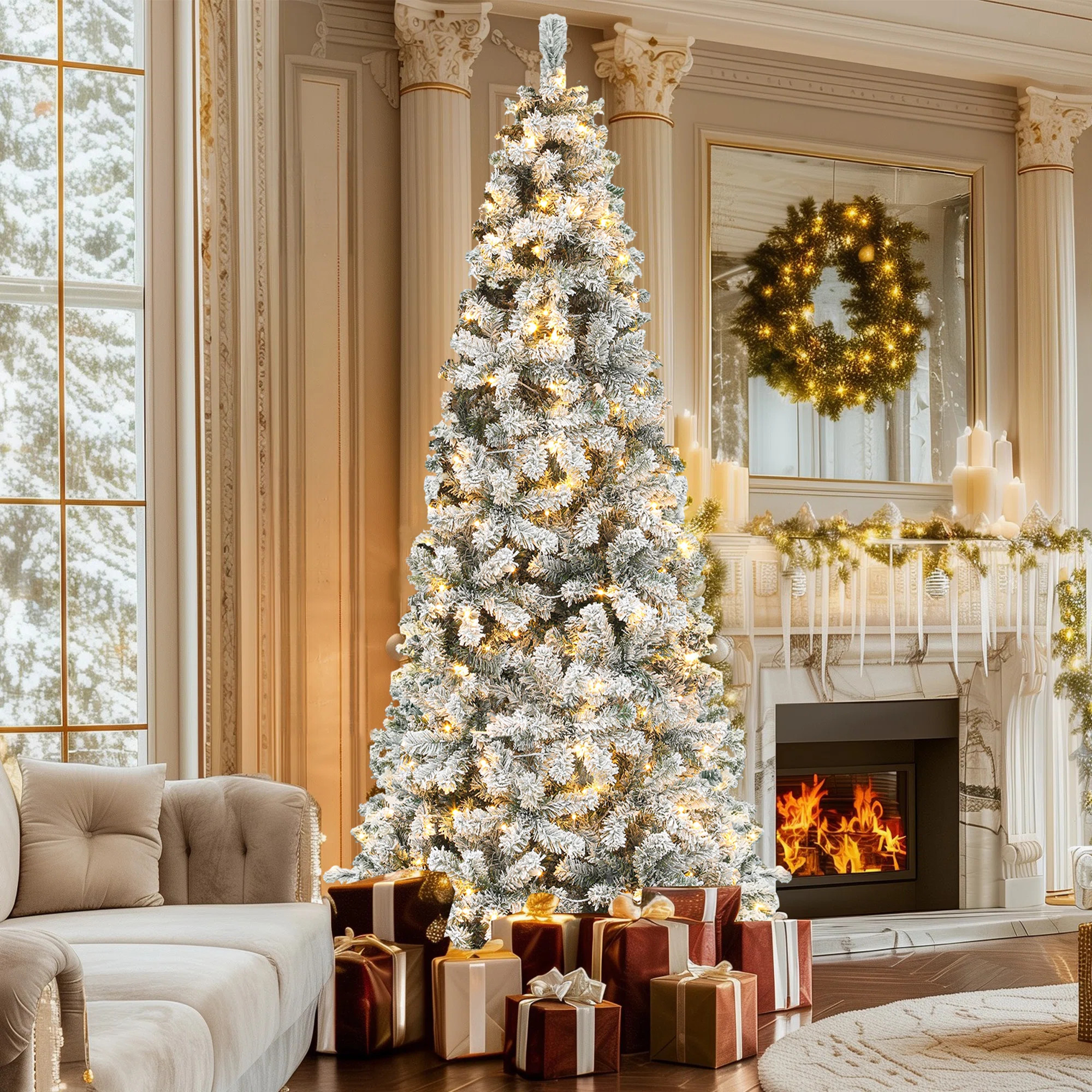 The Holiday Aisle® 7.5' Snow Flocked Christmas Tree | Wayfair | Wayfair North America