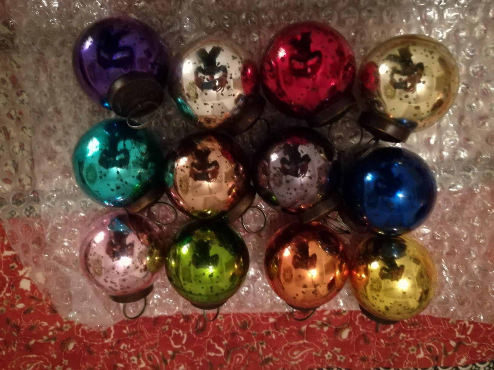 Serene Spaces Living 12pcs Multicolor Mercury Glass Ornament Set, Christmas Decorations, 2" Diame... | Amazon (US)