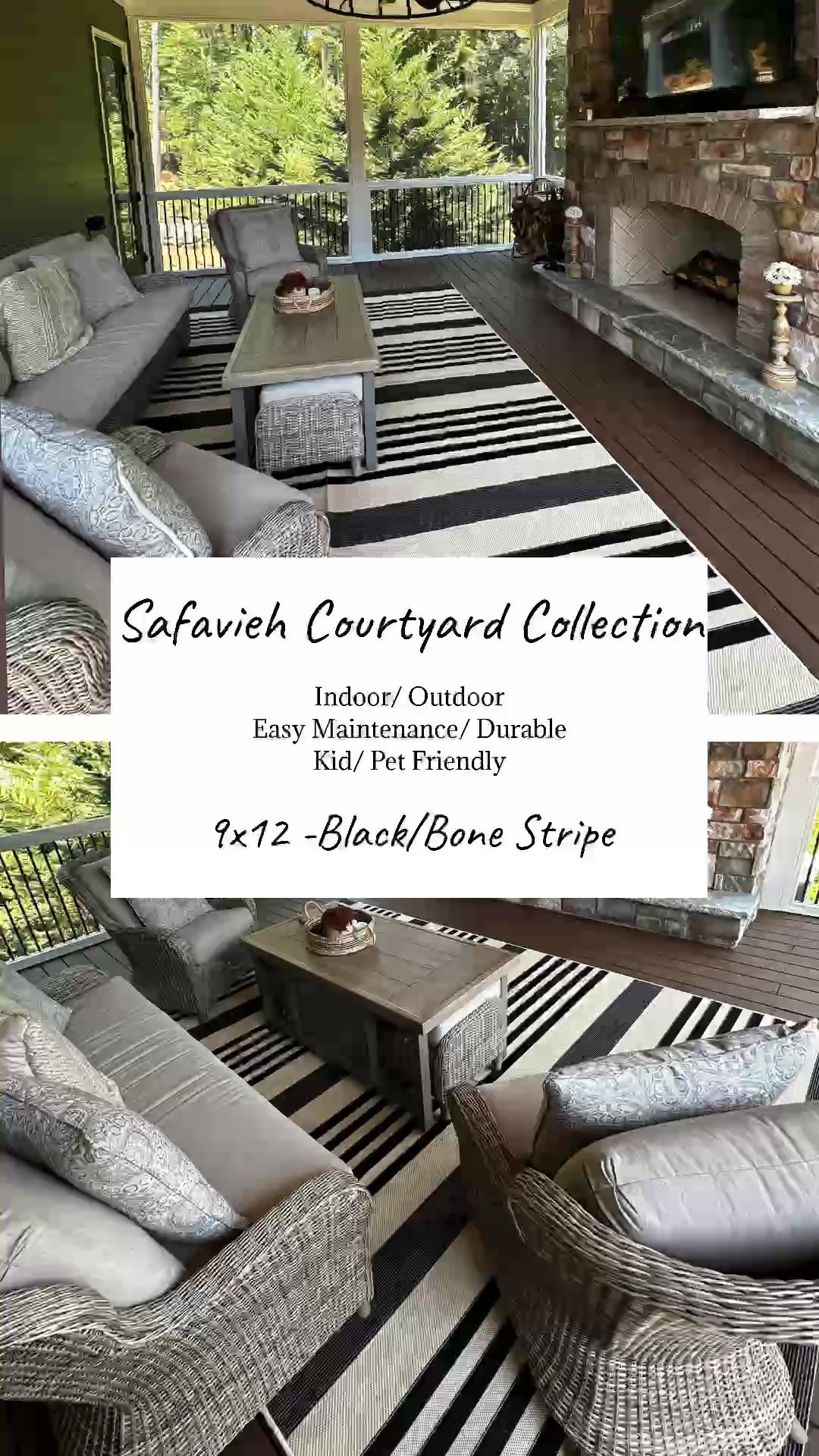 Screened Porch Indoor / Outdoor Rug  🖤🤍Amazon Find- Kid/Pet friendly

#LTKfindsunder100 #LTKhome