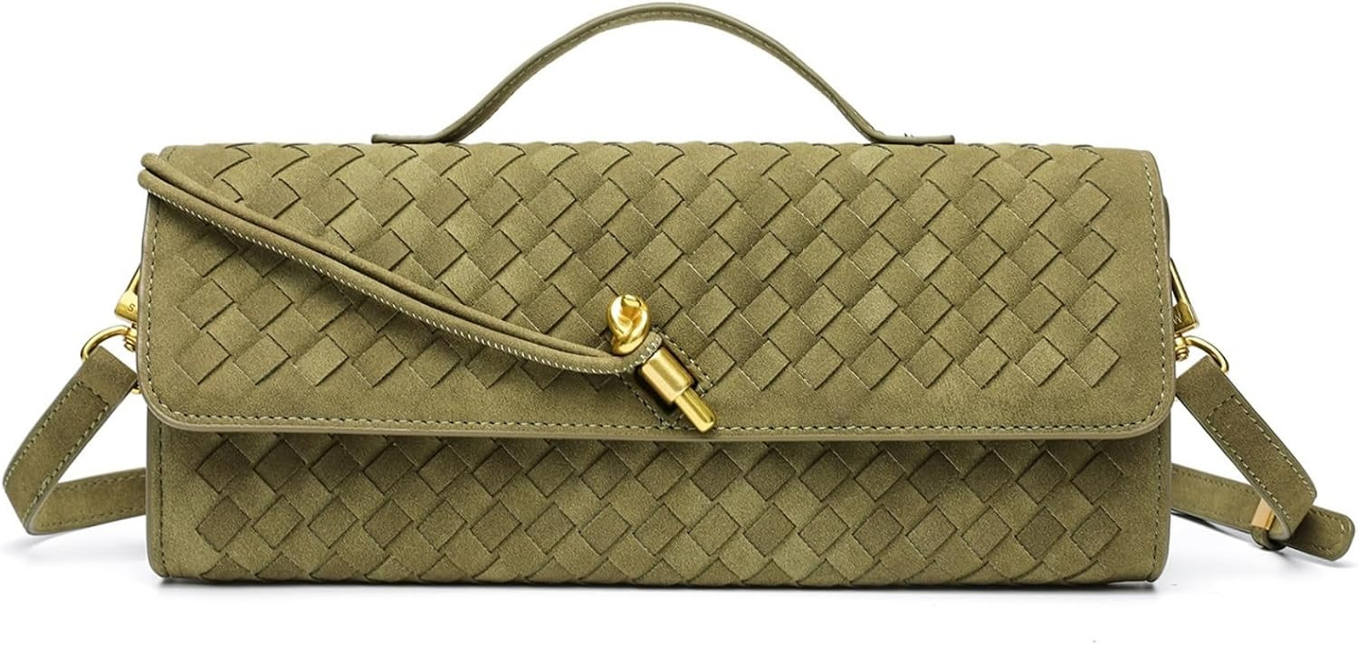 Trendy Woven Evening Clutch Purses Suede bag Women Underarm Shoulder Handbag Vintage Satchels Crossbody Purse | Amazon (US)