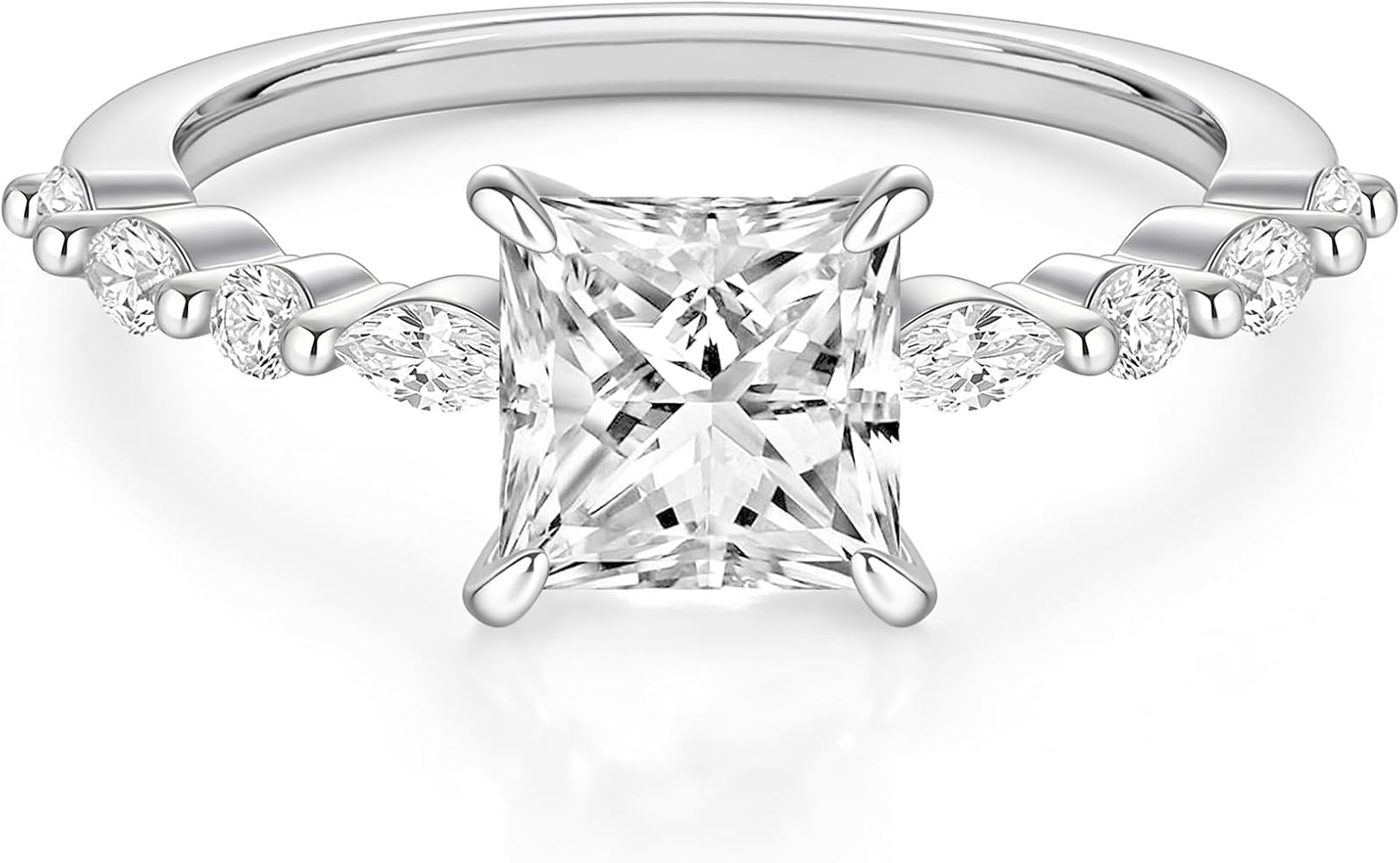 EAMTI 925 Sterling Silver Ring for Women Princess Cut | Amazon (US)