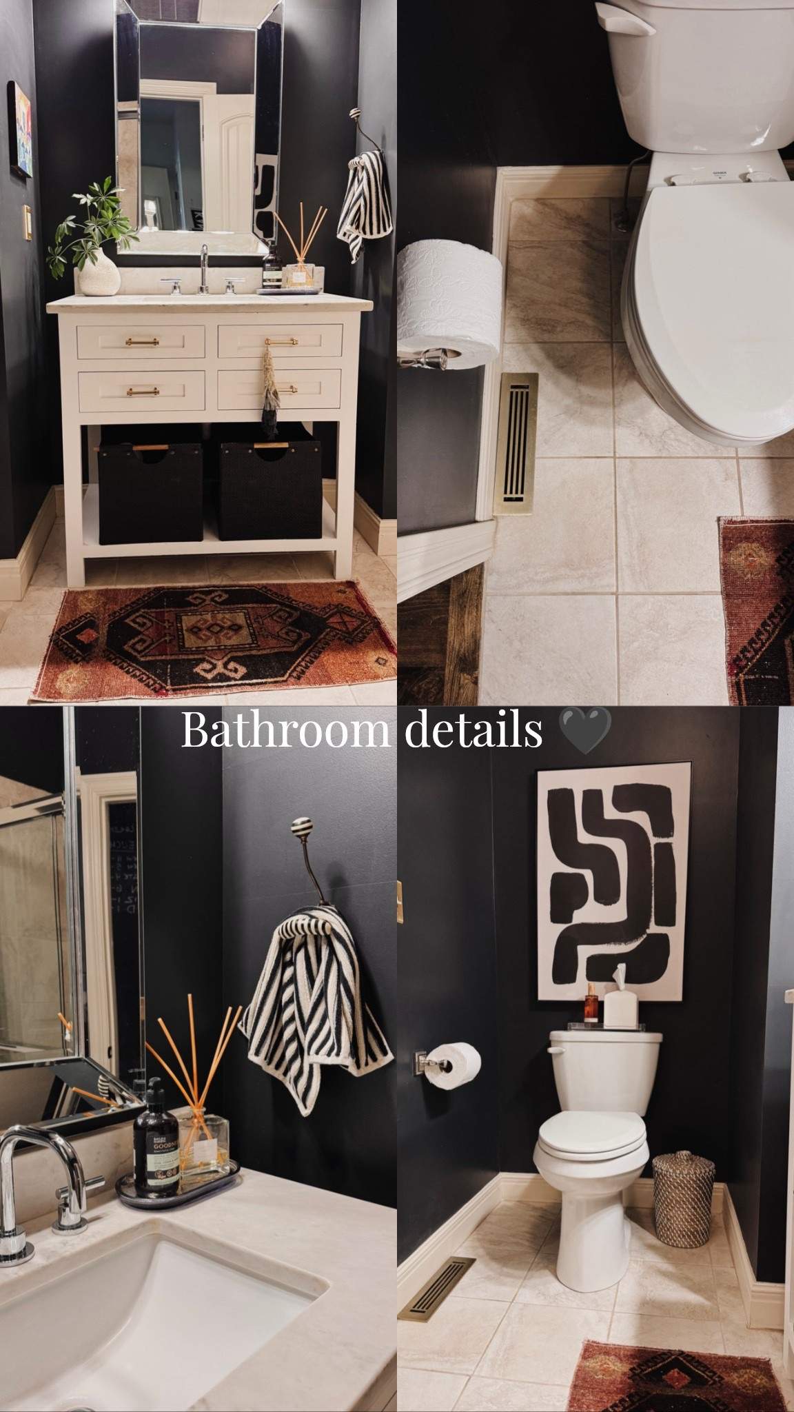 Bathroom details, black painted bathroom, bathroom accessories 

#LTKHome