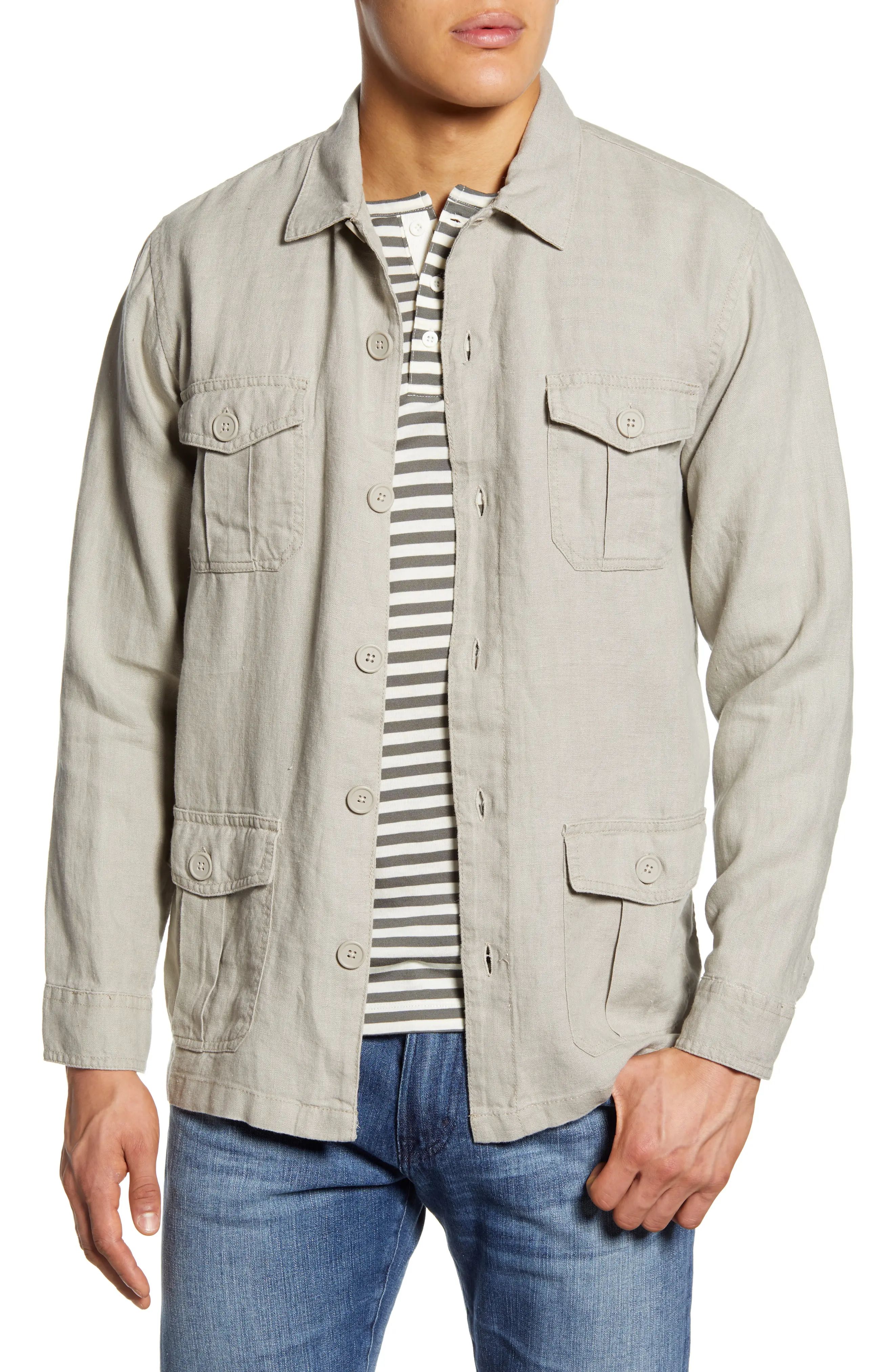 Men's Onia Linen Safari Jacket, Size Medium - Beige | Nordstrom