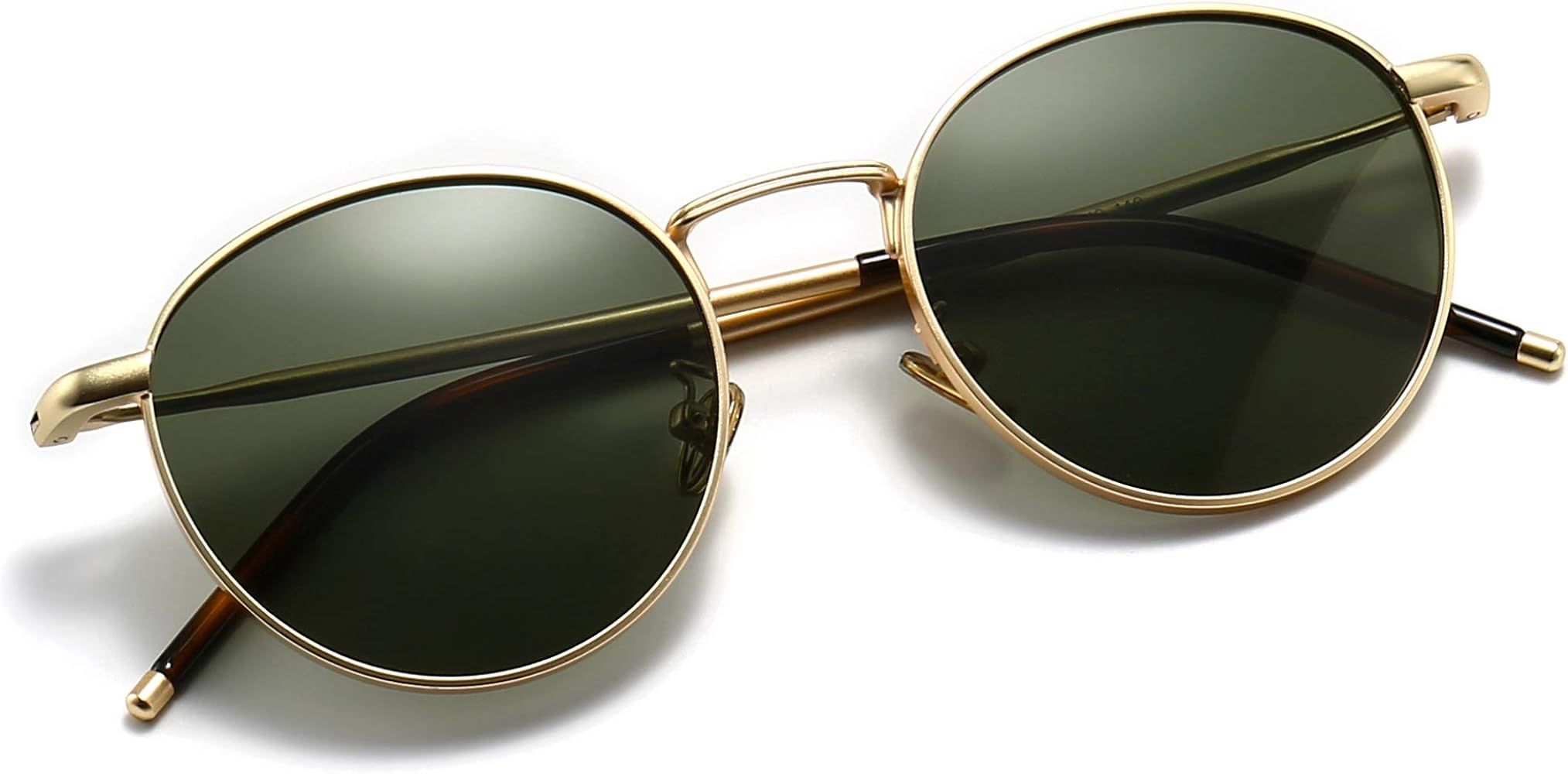 Polarized Classic Small Vintage Round Sunglasses For Women Men Classic Metal Frame Retro | Amazon (US)