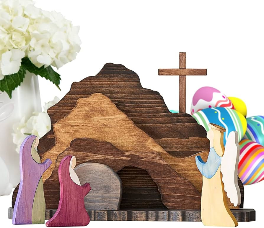 IoF Easter Resurrection Scene Ornament, Wooden Religious He is Risen Easter Decorations, Wood Chr... | Amazon (US)