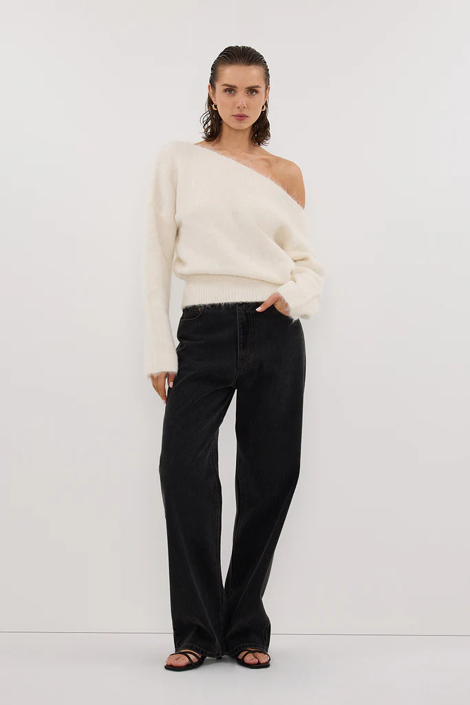 SALMA IVORY ASYM KNIT JUMPER | DISSH