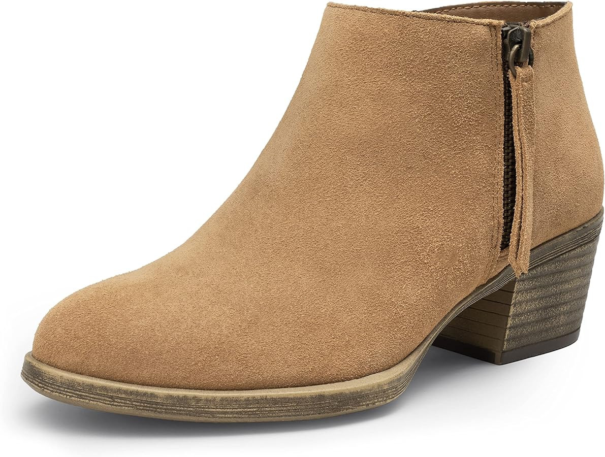 Vepose Women's Suede Leather Ankle Boots Fashion Booties with Inner Zipper | Amazon (US)