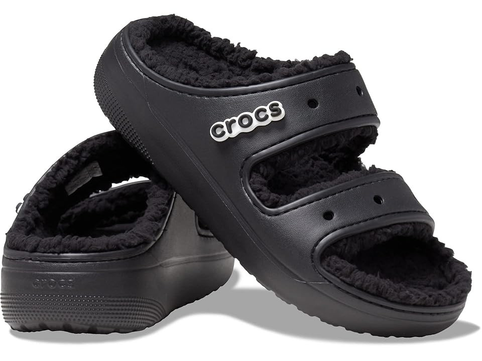 Crocs Classic Cozzzy Sandals Shoes Black/Black : Men's 4 - Women's 6 Medium, Textile | Zappos