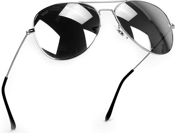 Aviator Full Silver Mirror Metal Frame Sunglasses | Amazon (US)