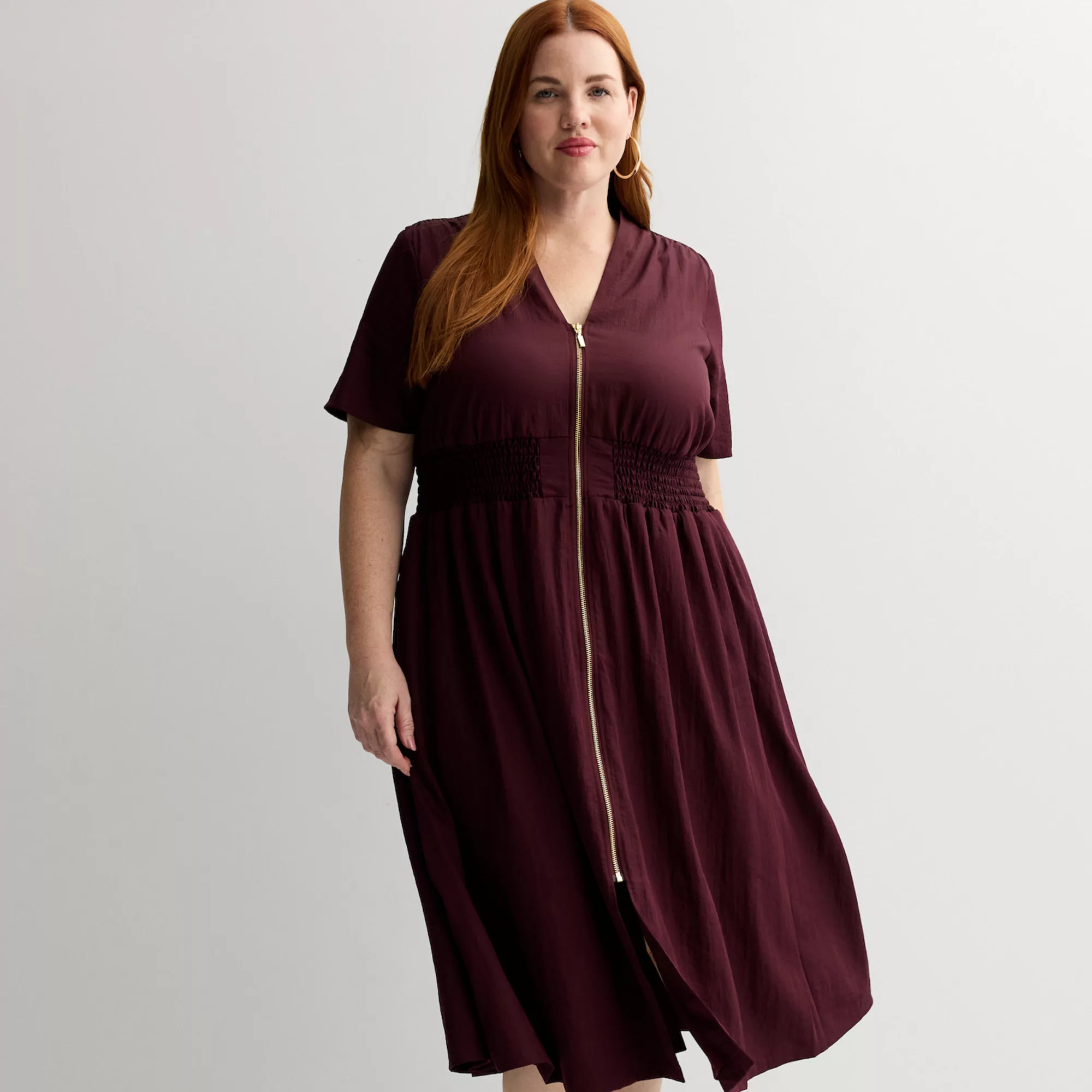 Plus Size Nine West Zip Front Midi Dress | Kohl's